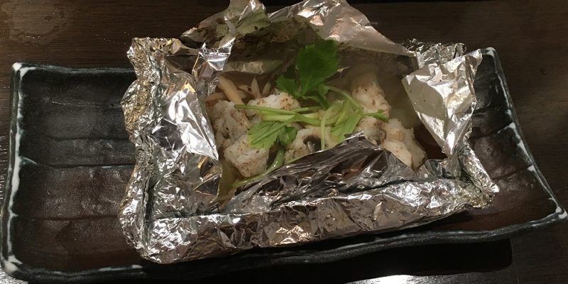 ハモとキノコのホイル焼き